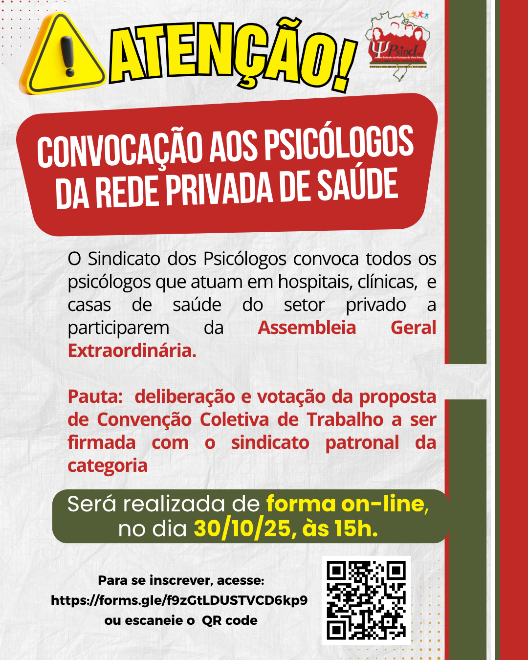 Convocação aos psicólogos da Rede Privada de Saúde!