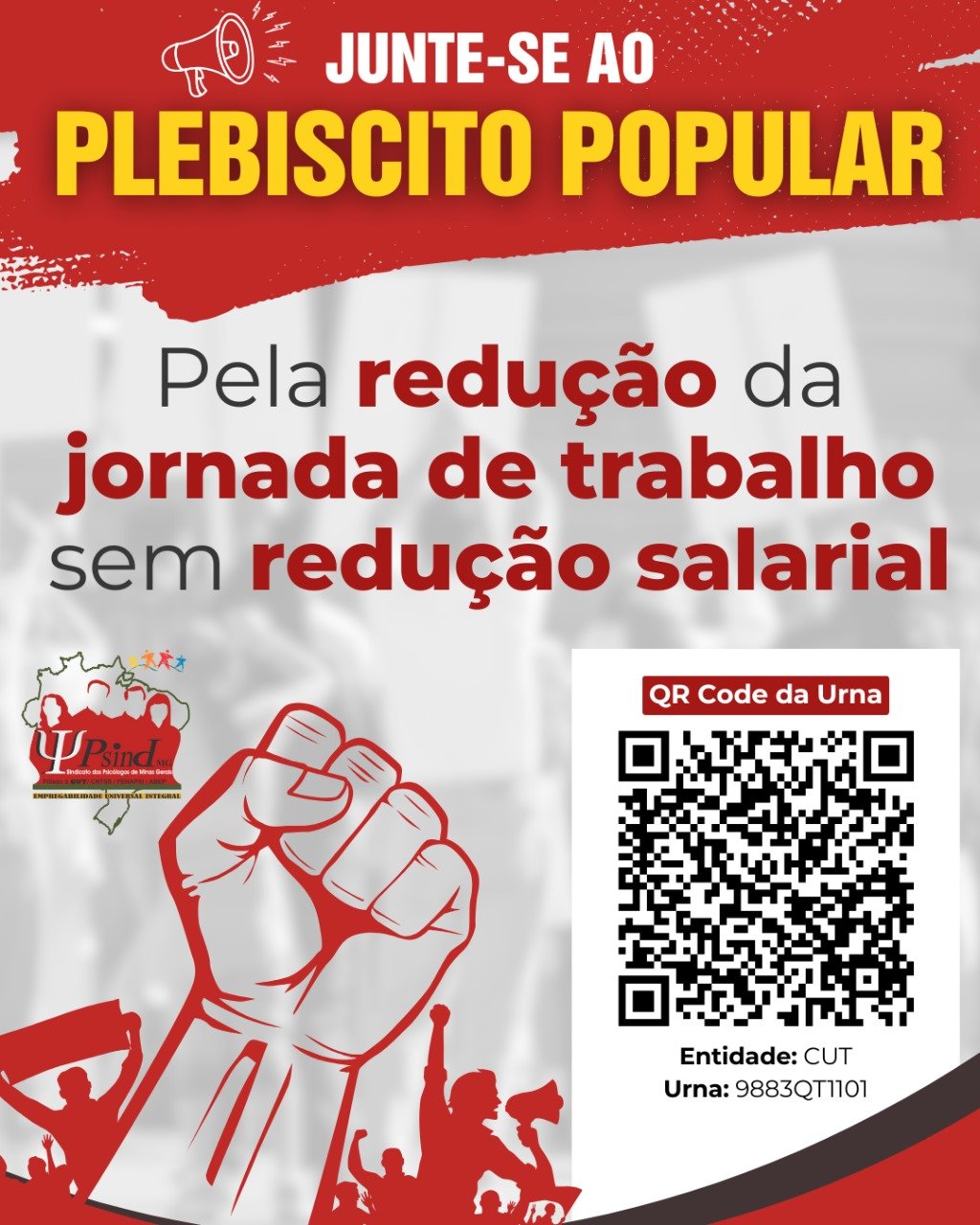 Junte-se ao Plebiscito Popular pela redução da jornada de trabalho sem redução salarial