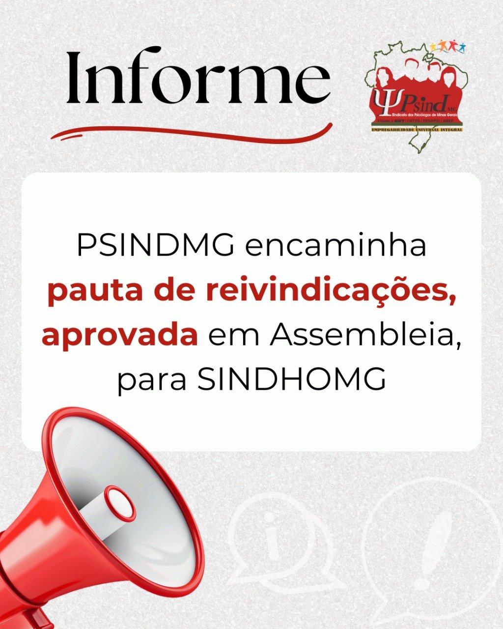 PSINDMG encaminha pauta de reivindicações, aprovada em Assembleia, para SINDHOMG