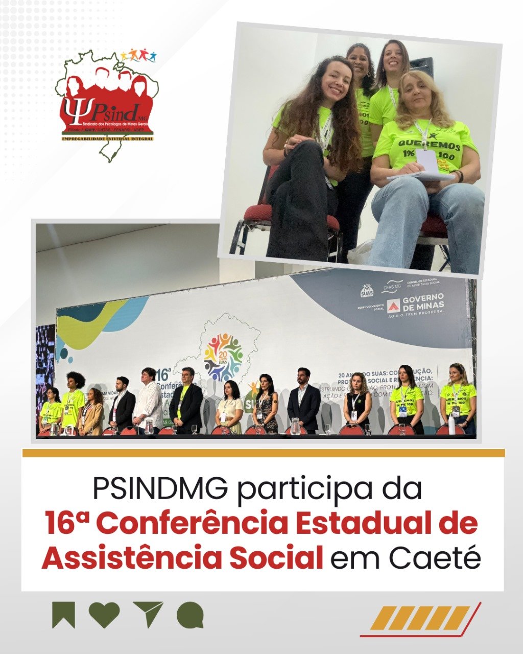 PSINDMG participa da 16ª Conferência Estadual de Assistência Social em Caeté