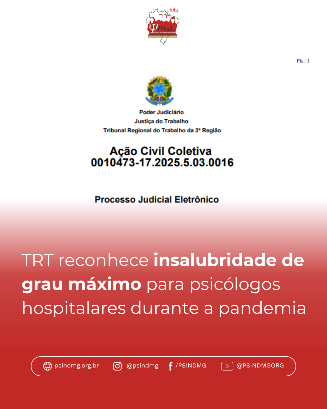TRT reconhece insalubridade de grau máximo para psicólogos hospitalares durante a pandemia